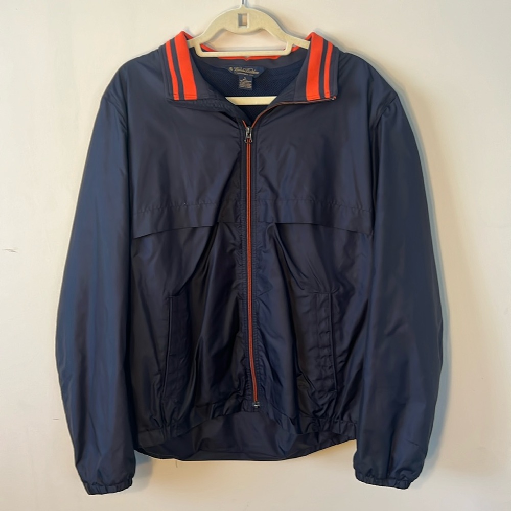 Brooks Brothers Men’s Windbreaker Full Zip Navy with Coral Large Golf Large